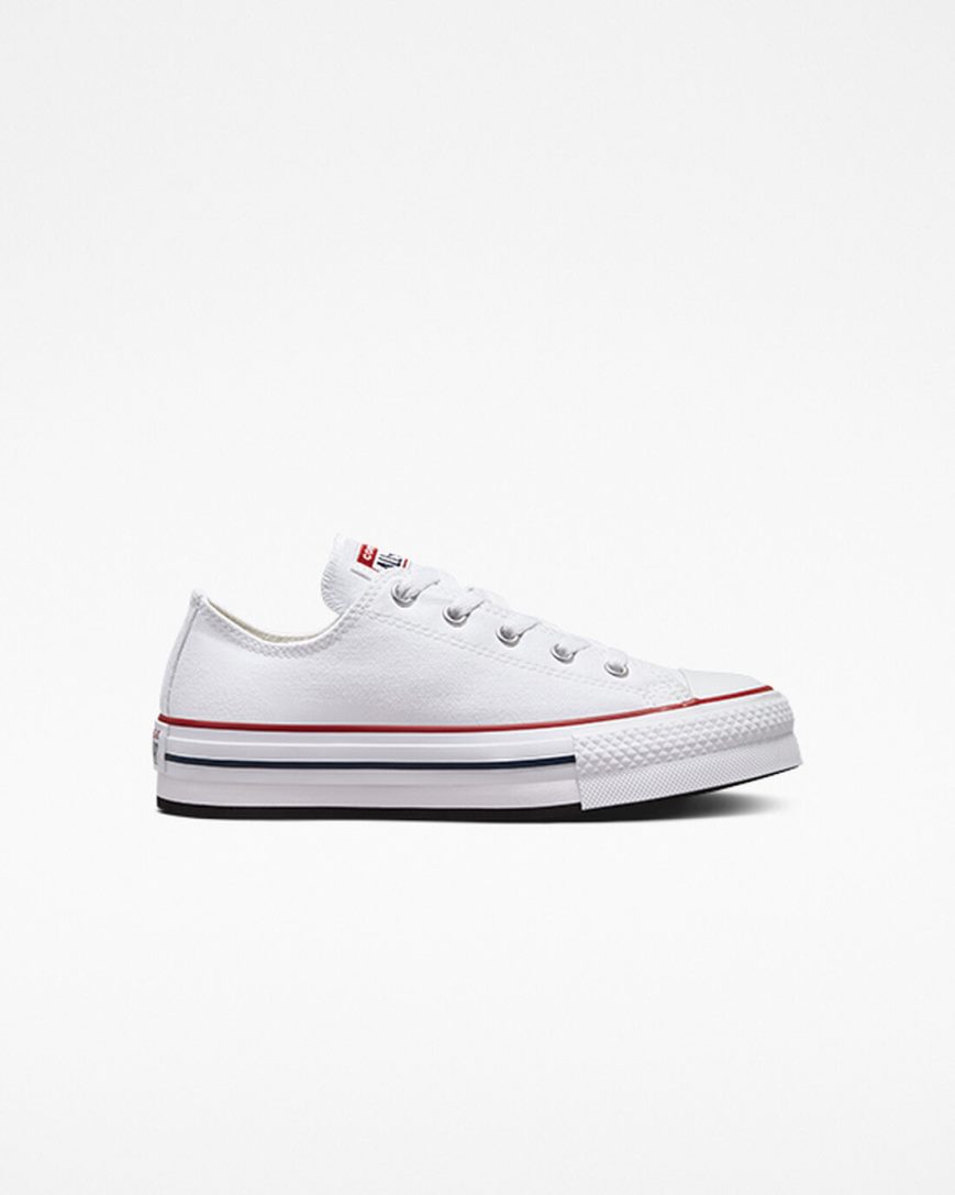 White / Dark Red / Navy Converse Chuck Taylor All Star Lift Low Top Girls\' Platform Shoes | KT4537K81