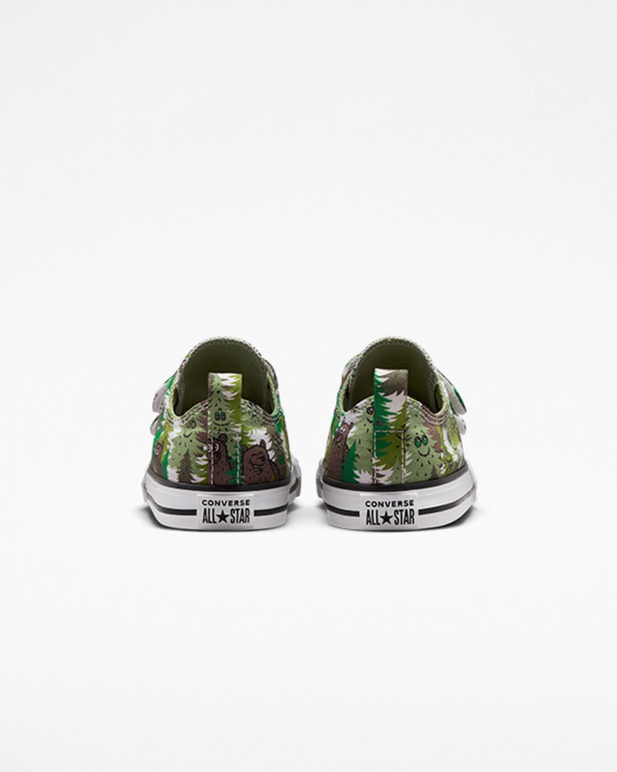 White / Green Converse Chuck Taylor All Star Easy-On Forest Camo Boys' Low Top Shoes | AV8954KI1