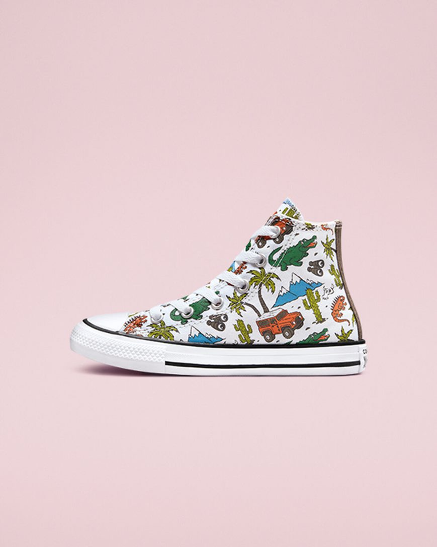 White / Green Converse Chuck Taylor All Star Desert Explorer Girls' High Top Shoes | DF1789K5I