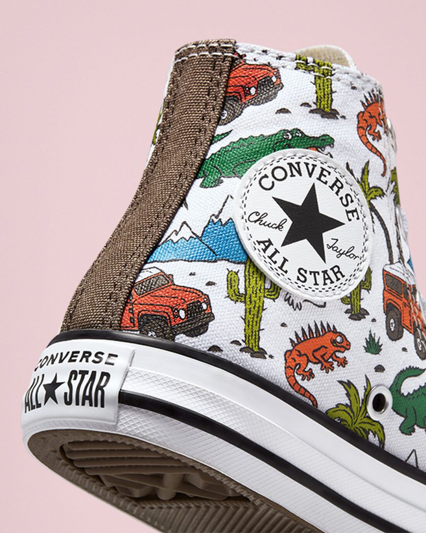 White / Green Converse Chuck Taylor All Star Desert Explorer Girls' High Top Shoes | DF1789K5I