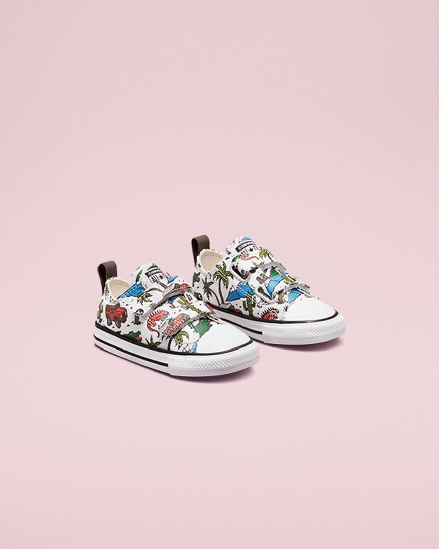 White / Green Converse Chuck Taylor All Star Easy-On Desert Explorer Girls' Low Top Shoes | TS3784L59