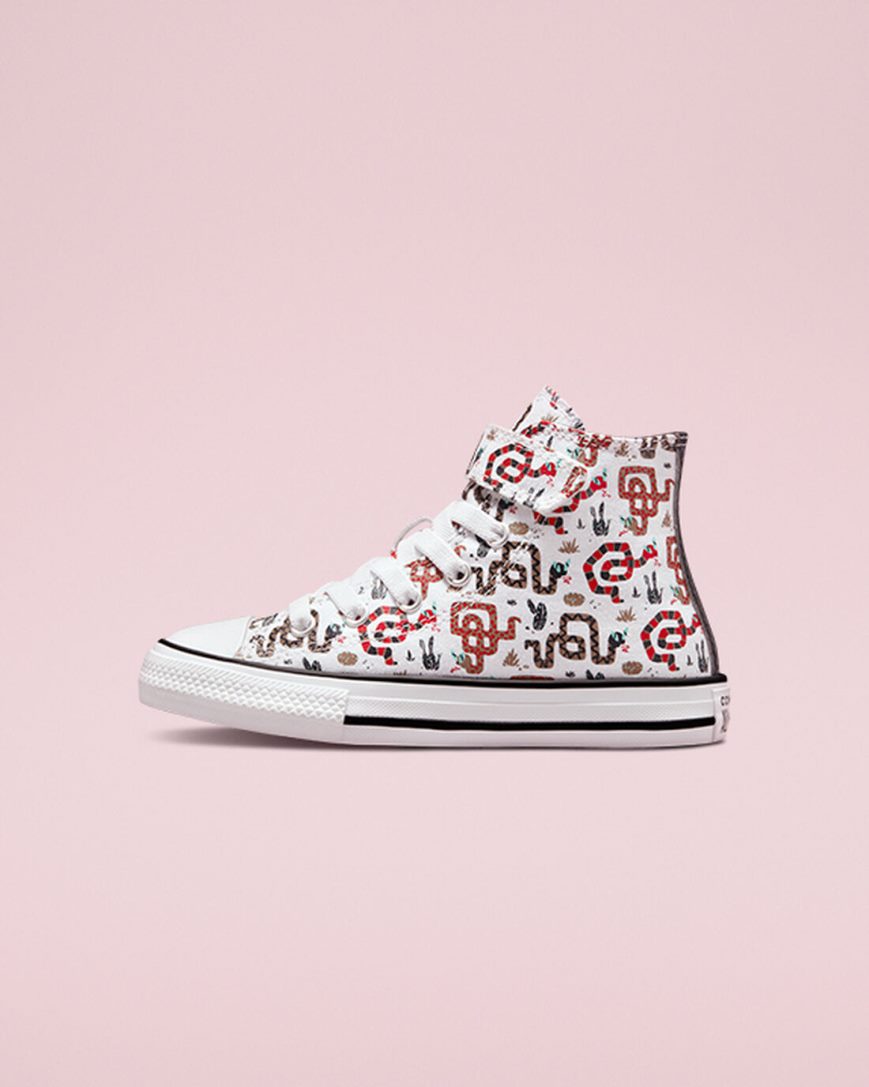 White / Grey / Red Converse Chuck Taylor All Star Easy-On Snake Boys' High Top Shoes | FT5I4K189