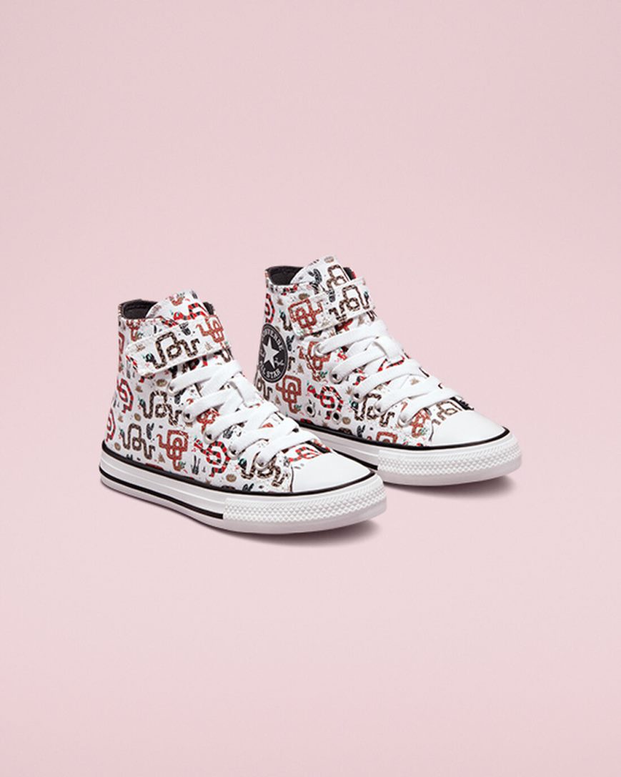 White / Grey / Red Converse Chuck Taylor All Star Easy-On Snake Boys' High Top Shoes | FT5I4K189