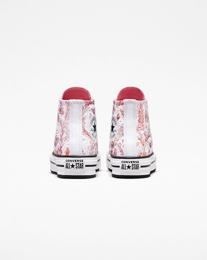 White / Pink / Black Converse Chuck Taylor All Star EVA Lift Butterfly Shine High Top Girls' Platform Shoes | LV5879I43