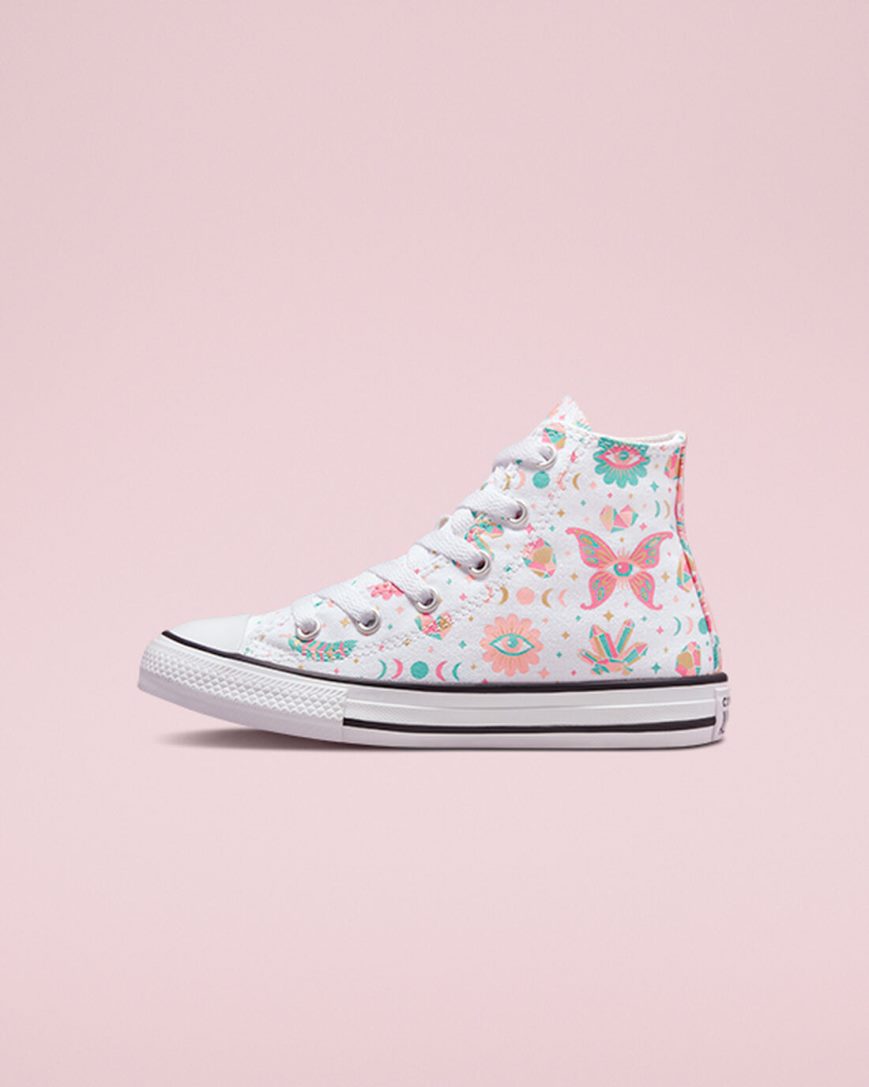 White / Pink / Coral Converse Chuck Taylor All Star Mystic Gems Girls' High Top Shoes | NB915KL83