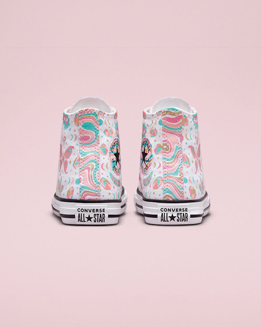 White / Pink / Coral Converse Chuck Taylor All Star Mystic Gems Girls' High Top Shoes | NB915KL83