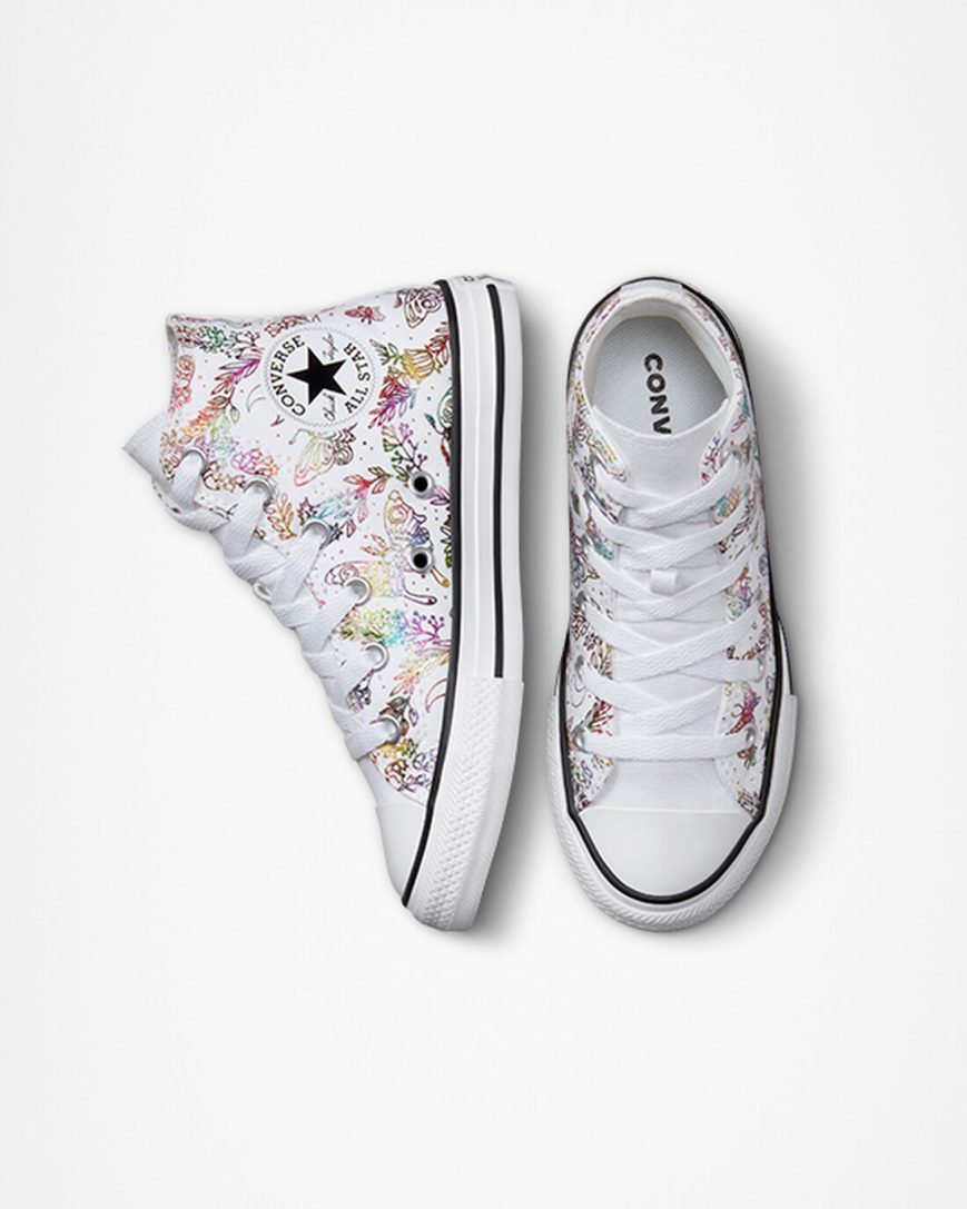 White / Pink / Purple / Blue Converse Chuck Taylor All Star Butterfly Shine Girls' High Top Shoes | VKIL387K9