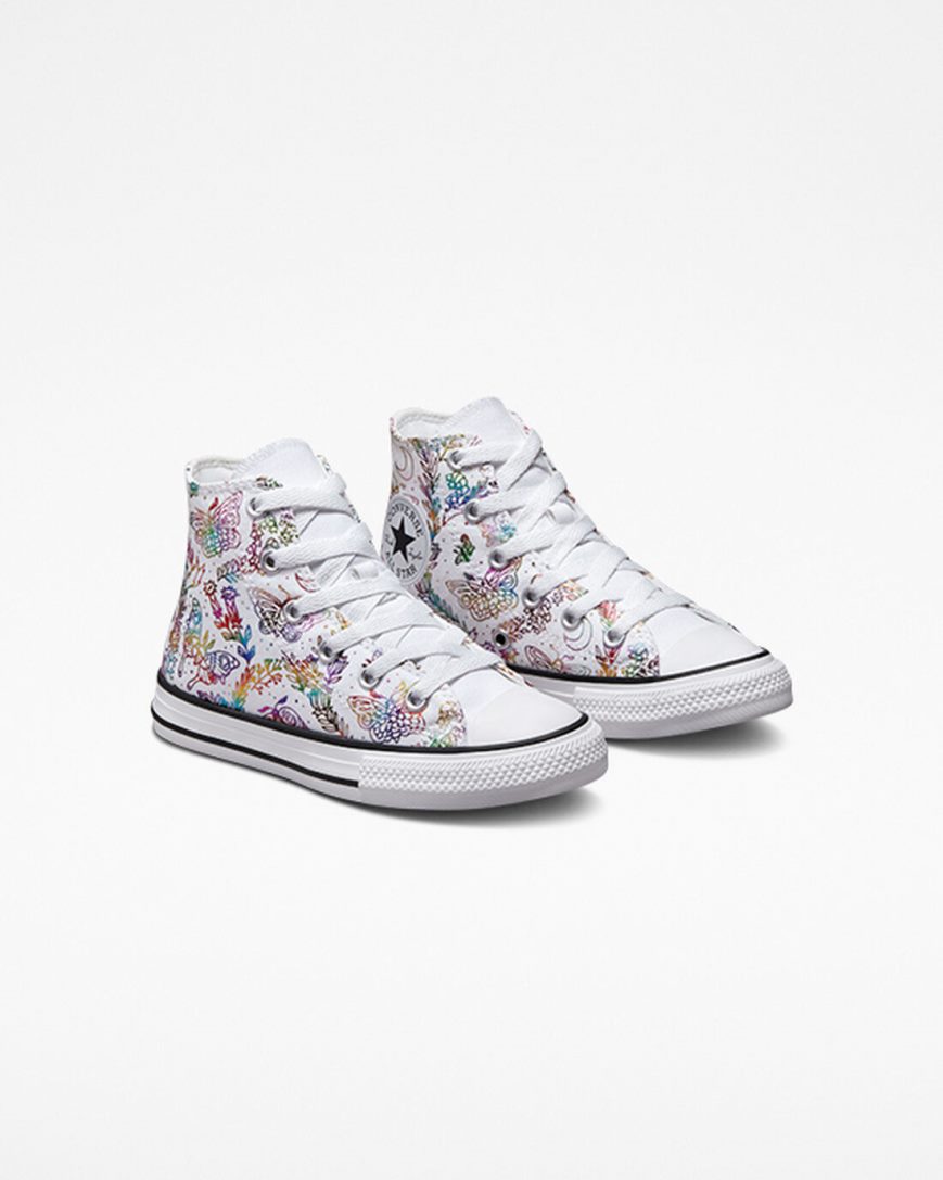 White / Pink / Purple / Blue Converse Chuck Taylor All Star Butterfly Shine Girls' High Top Shoes | VKIL387K9