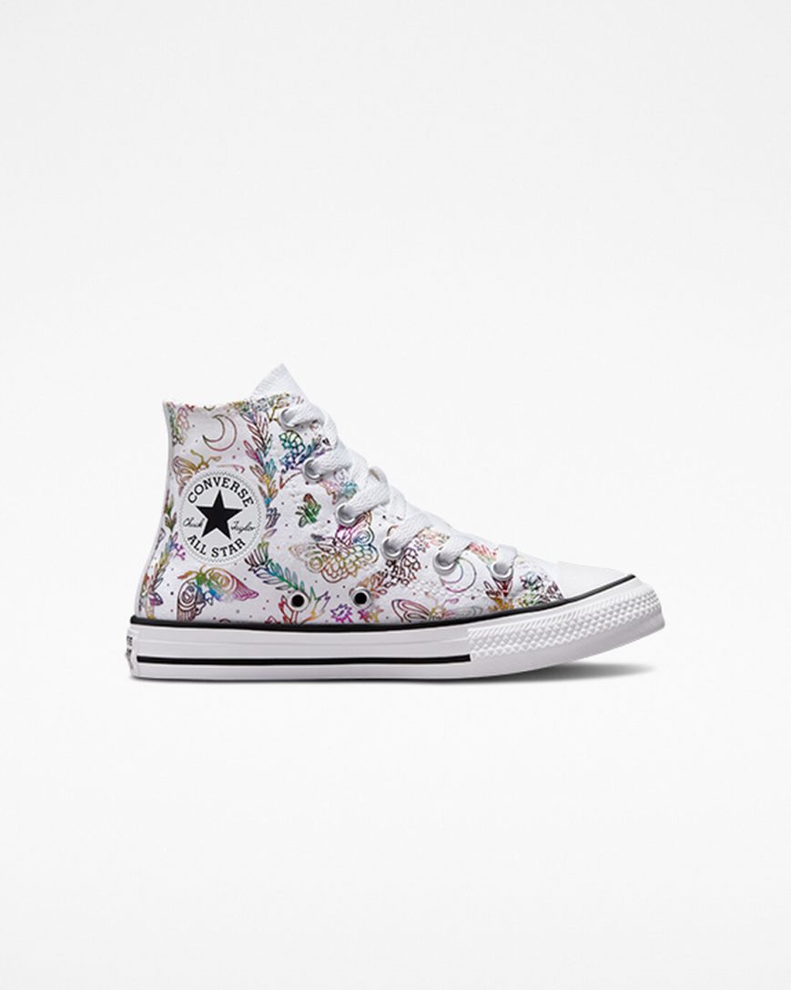 White / Pink / Purple / Blue Converse Chuck Taylor All Star Butterfly Shine Girls\' High Top Shoes | VKIL387K9