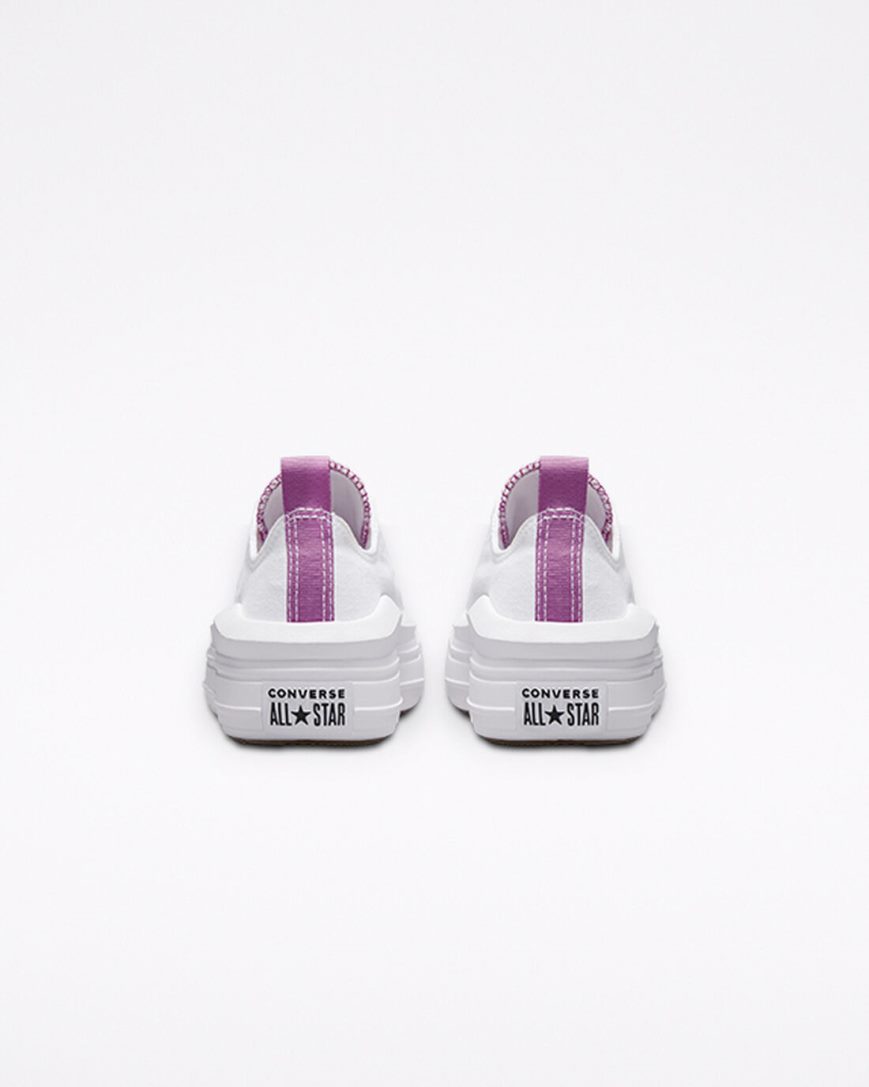 White / Purple / White Converse Chuck Taylor All Star Move Low Top Girls' Platform Shoes | DG394K8L5