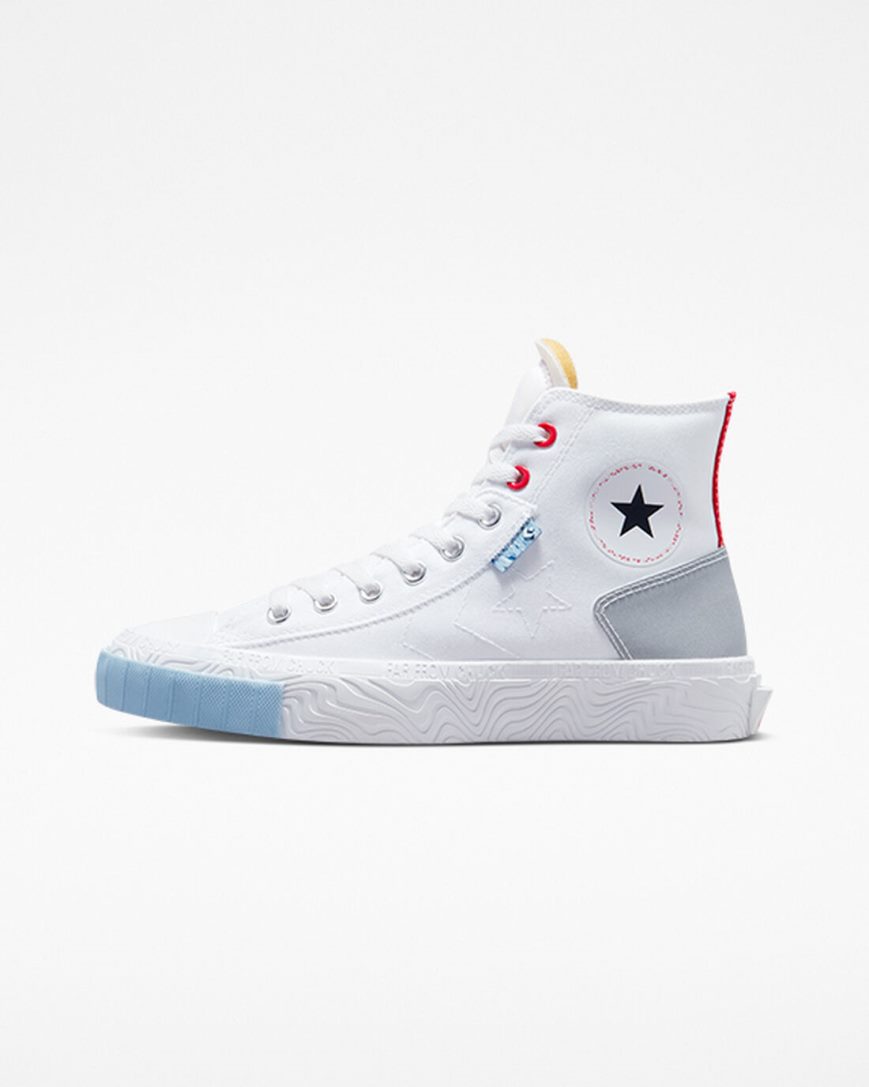 White / Red / Blue Converse Chuck Taylor Alt Star Reflective Shine Women's High Top Shoes | DA41K79L5