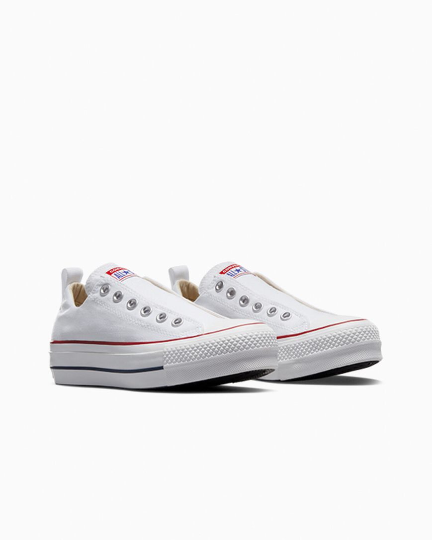 White / Red / Blue Converse Chuck Taylor All Star Lift Slip Low Top Women's Platform Shoes | ZE7I1K394