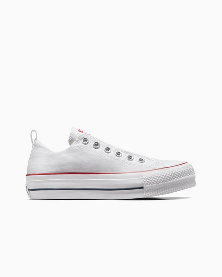 White / Red / Blue Converse Chuck Taylor All Star Lift Slip Low Top Women\'s Platform Shoes | ZE7I1K394