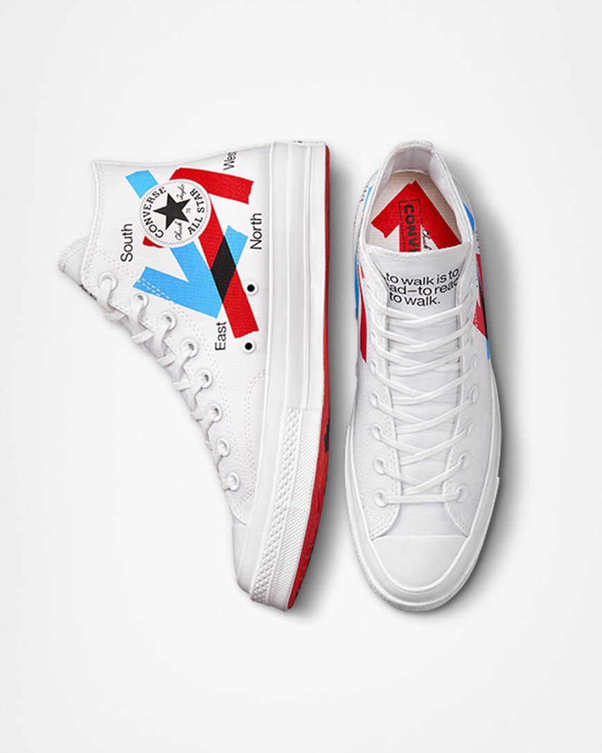 White / Red / Blue Converse x Patta x Experimental Jetset Chuck 70 Women's High Top Shoes | AK14L3I79