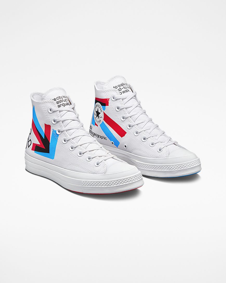 White / Red / Blue Converse x Patta x Experimental Jetset Chuck 70 Women's High Top Shoes | AK14L3I79