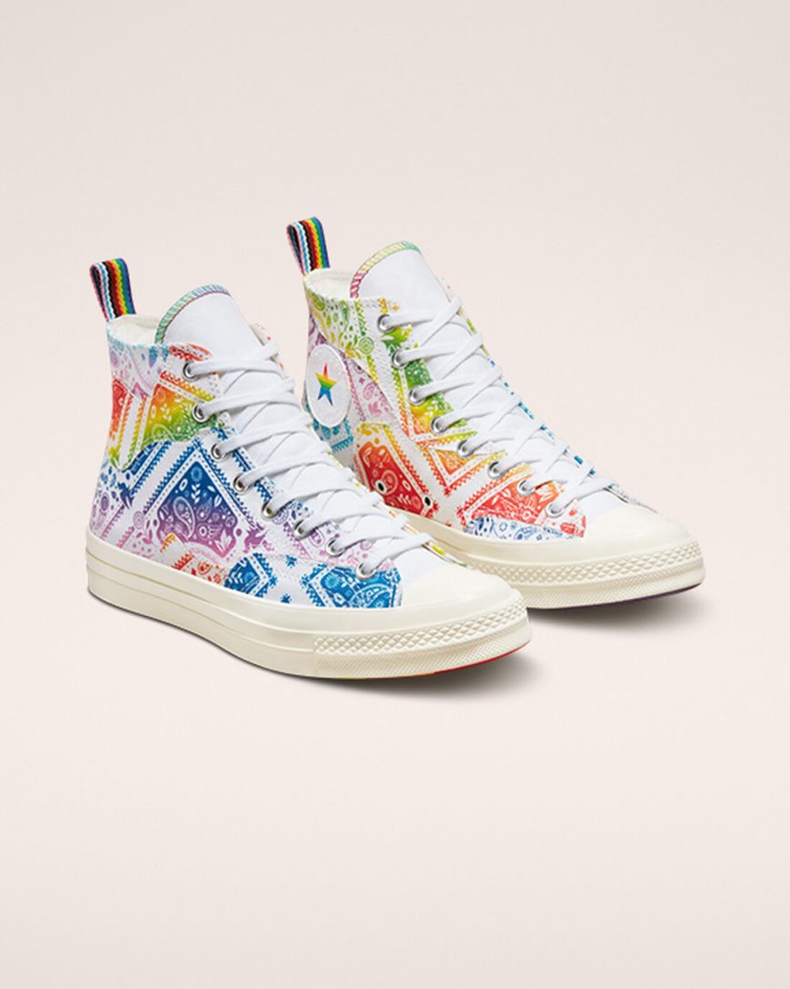 White / Red Converse Chuck 70 Pride Women's High Top Shoes | MN359L487