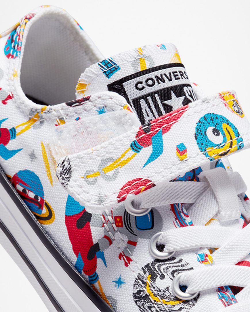 White / Red Converse Chuck Taylor All Star Easy-On Space Cruiser Boys' Low Top Shoes | UJKI93875