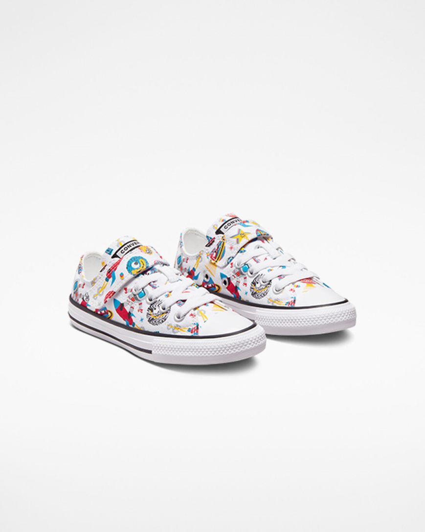 White / Red Converse Chuck Taylor All Star Easy-On Space Cruiser Boys' Low Top Shoes | UJKI93875