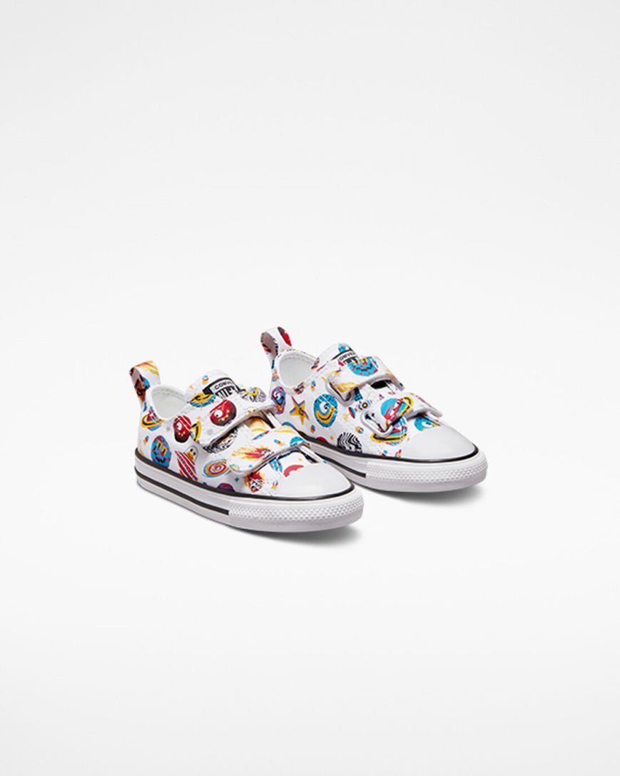 White / Red Converse Chuck Taylor All Star Easy-On Space Cruiser Boys' Low Top Shoes | YP84I3K19