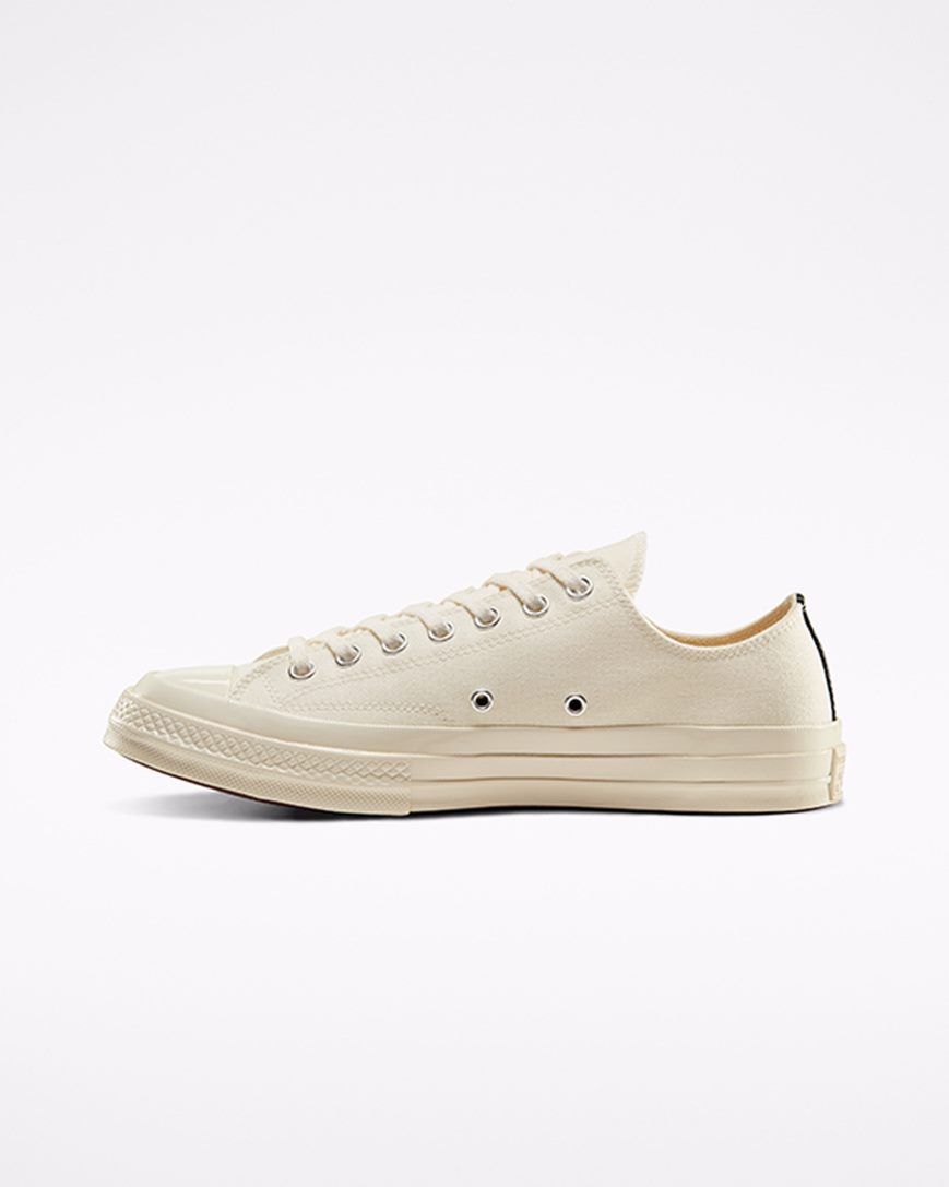 White / Red Converse x Comme des Garçons PLAY Chuck 70 Women's Low Top Shoes | RC1493I78