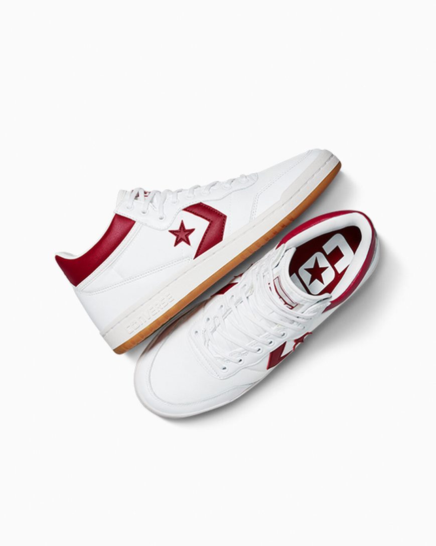 White / Red / White Converse CONS Fastbreak Pro Leather Women's Skate Shoes | SPI95K843