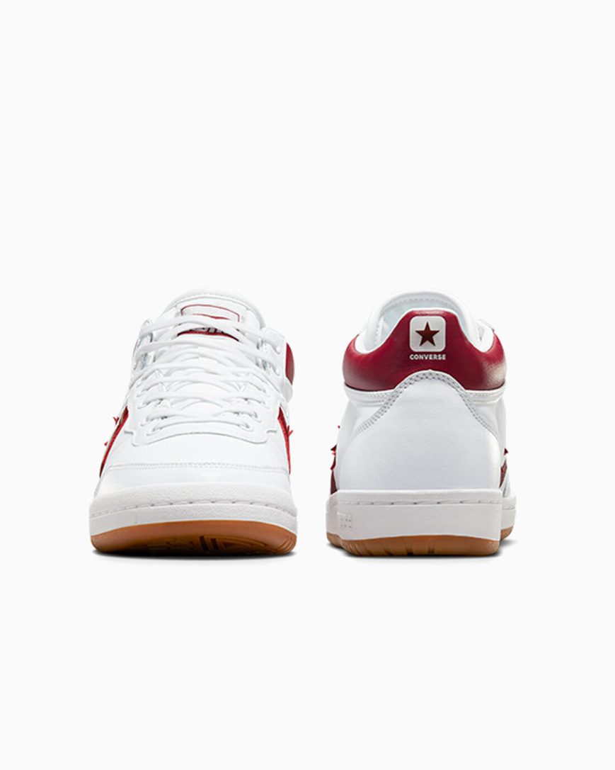 White / Red / White Converse CONS Fastbreak Pro Leather Women's Skate Shoes | SPI95K843