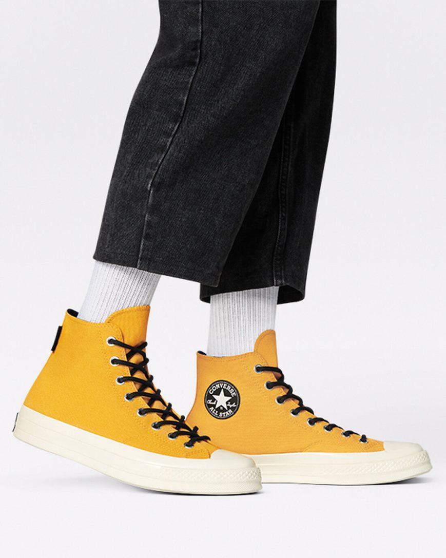 Yellow / Black Converse Engineered Optimism Chuck 70 GORE-TEX Men's High Top Shoes | BA95L378K