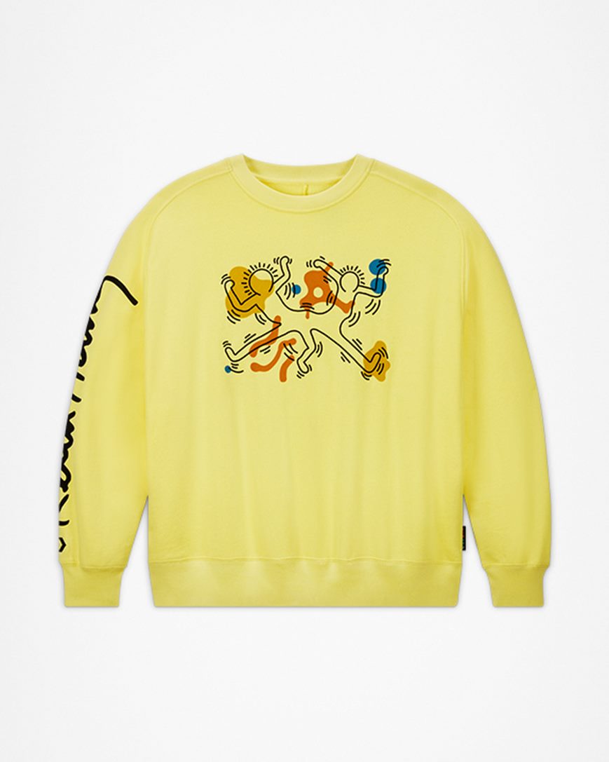 Yellow Converse x Keith Haring Shapes Women\'s Sweatshirts | FQI3471LK